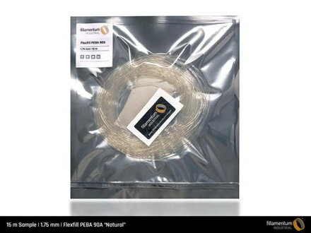 Sample 15 meters - Flexfill PEBA 90A Durable print string 1,75mm FILLAMENTUM NATURAL