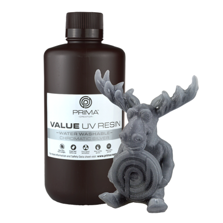 PrimaCreator Výhodná vodou omyvatelná UV pryskyřice - 1 kg - Chromatická stříbrná