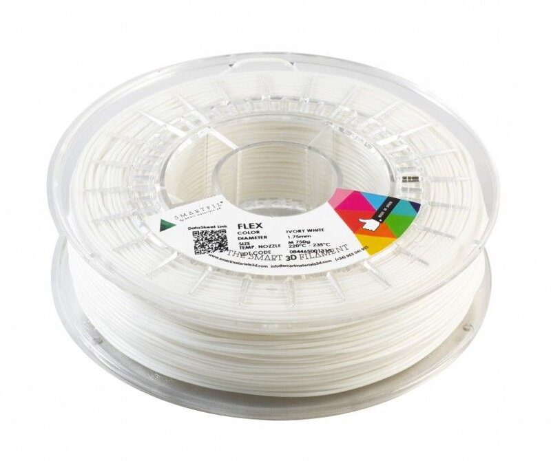 Flex Filament White Ivory 1.75 mm Smartfil Coil: 0.75 kg