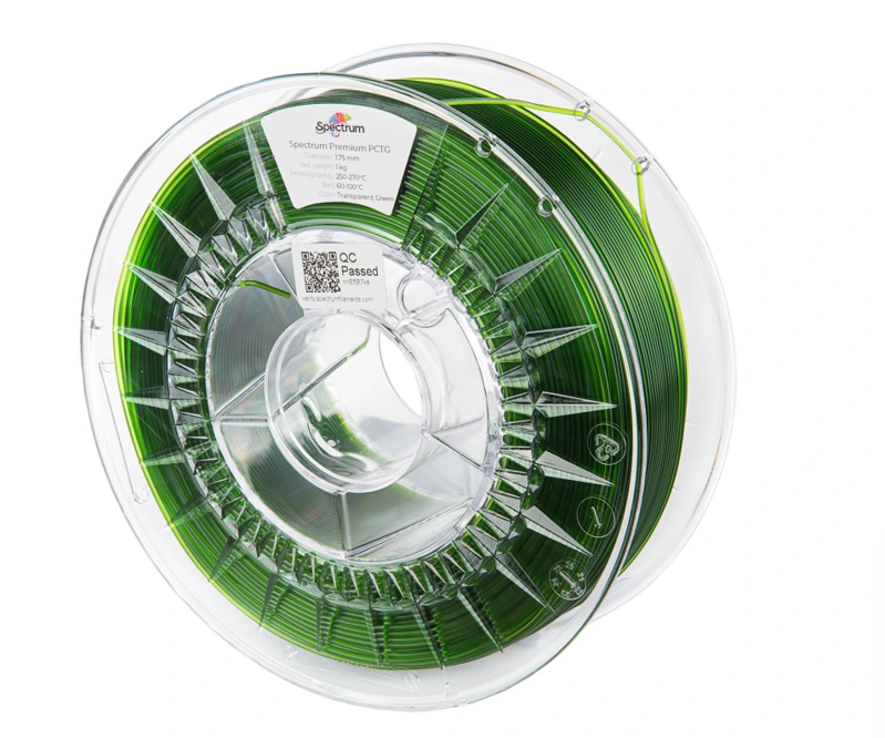 PCTG filament transparentní zelená 1,75mm Spectrum 1 kg