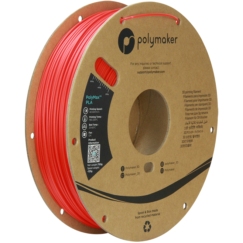 Pla Polymax Filament Red 1.75mm Polymaker 750g
