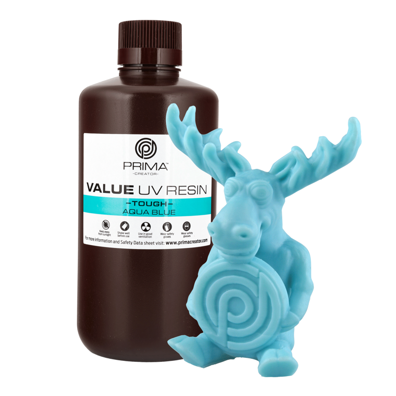 PrimaCreator Výhodná Odolná UV pryskyřice (Jako ABS) - 1 kg - Akva modrá