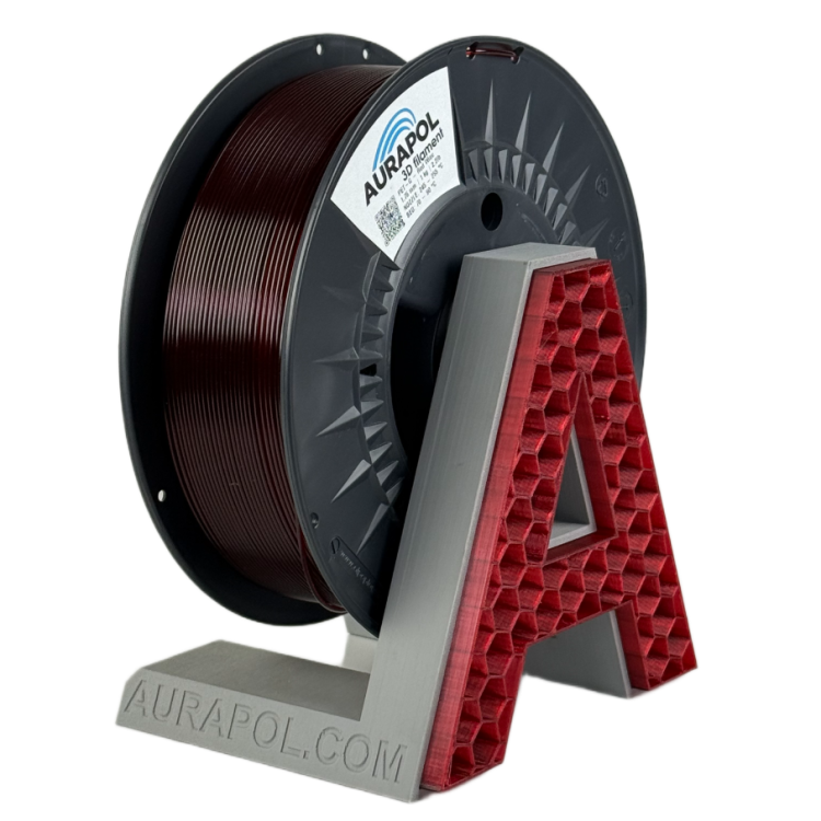 Filament AURAPOL PETG RED WINE TRANSPARENT 1,75 mm 1 kg.