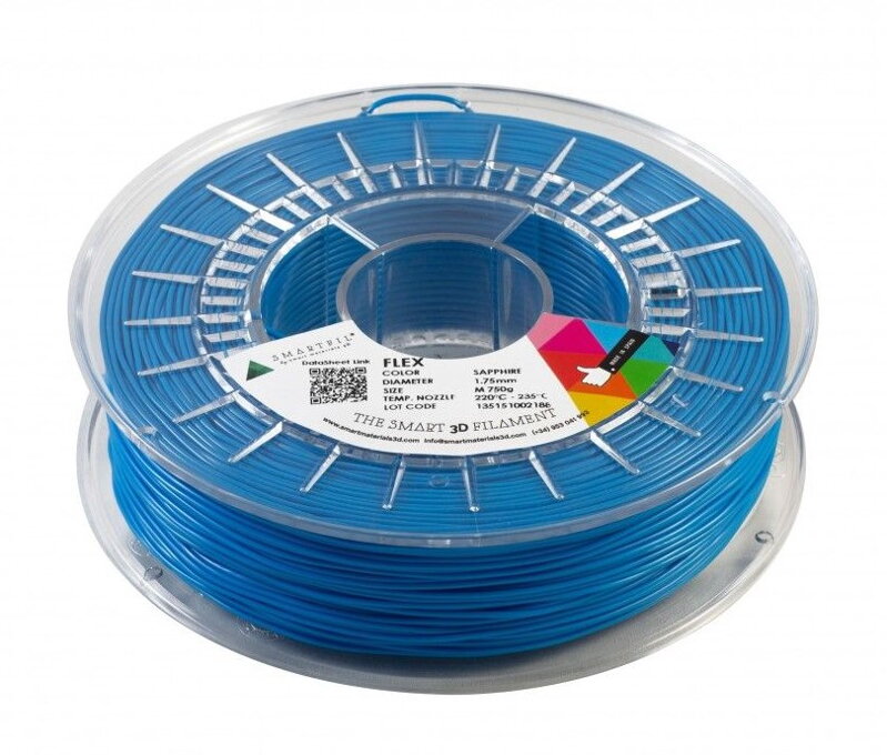 FLEX filament safírově modrý 1,75 mm Smartfil Cívka: 0,33 kg FLEX filament safírově modrý 1,75 mm Smartfil Cívka: 0,33 kg